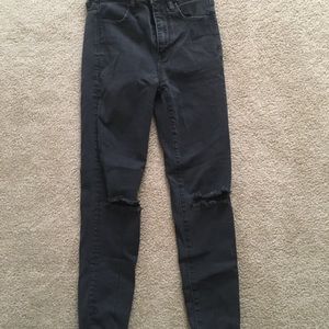 Ripped Faded Black Skinny Jeans